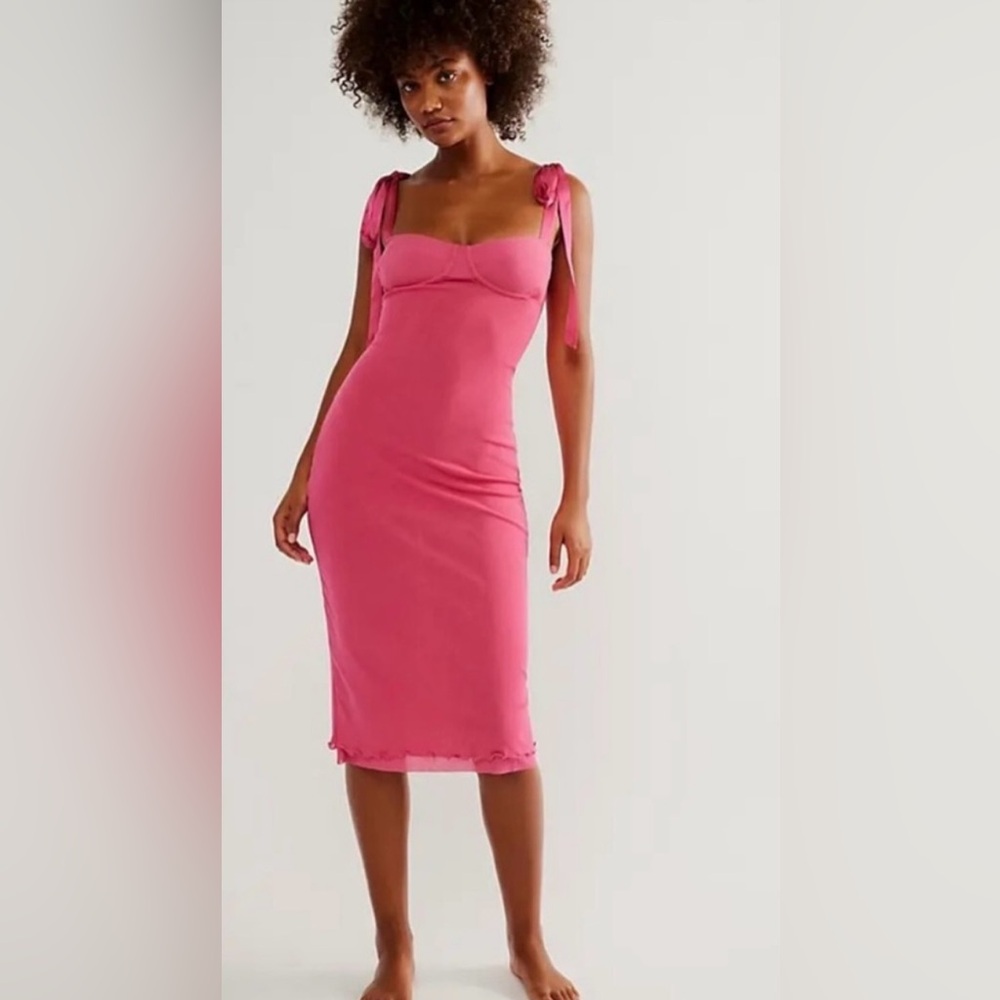 FREE PEOPLE Intimately Got Glam Mesh Slip Pink Dress size XS NEW